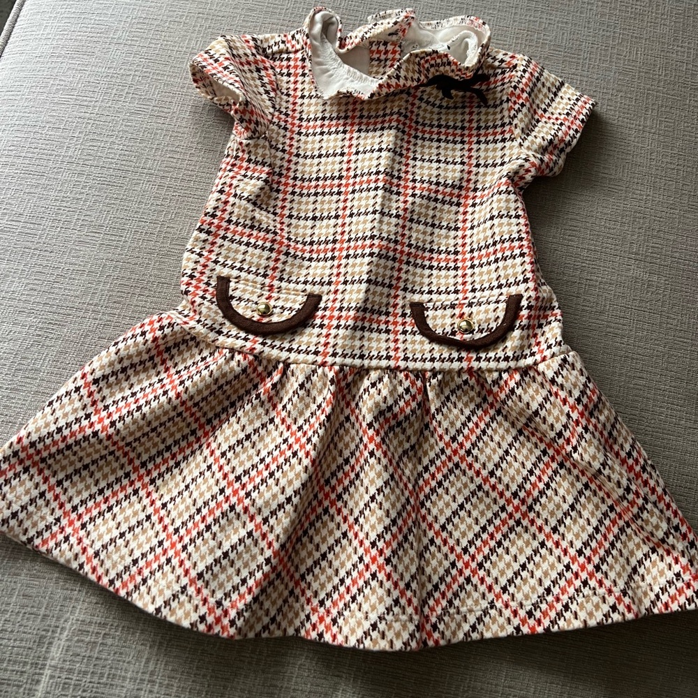 Janie and Jack High Neck Houndstooth Patterned Dress-Worn Once!